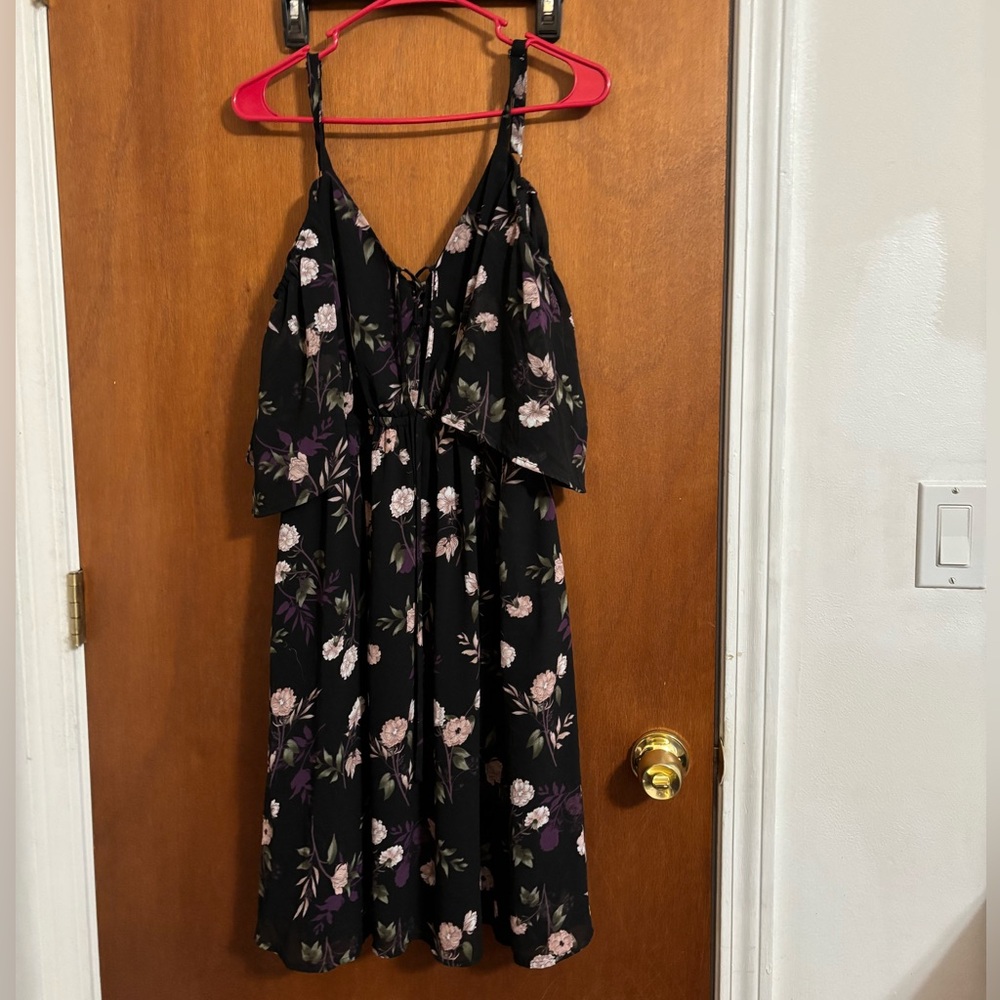 Torrid Off the Shoulder Floral Black Dress